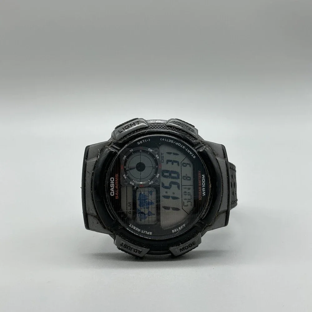 Casio 3198 AE-1000W Mens Watch 44mm Digital Black World Time Sport New Battery